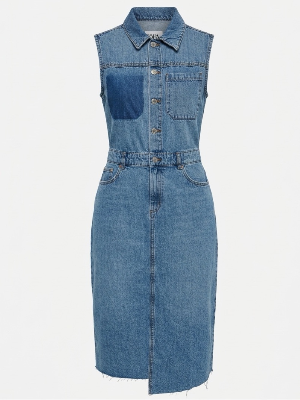 🌻ZARA Sleeveless Denim Asymmetrical Cut Jumper Dress